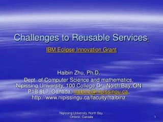 Challenges to Reusable Services -IBM Eclipse Innovation Grant