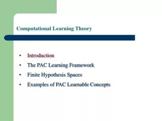 Computational Learning Theory