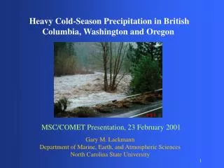 Heavy Cold-Season Precipitation in British Columbia, Washington and Oregon