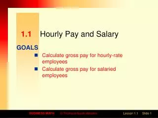 1.1	 Hourly Pay and Salary