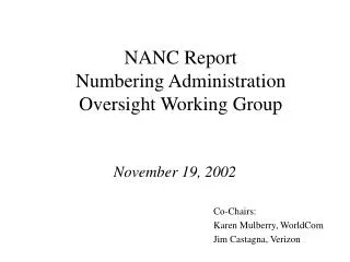 NANC Report Numbering Administration Oversight Working Group