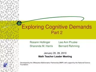 Exploring Cognitive Demands Part 2