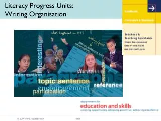 Literacy Progress Units: Writing Organisation