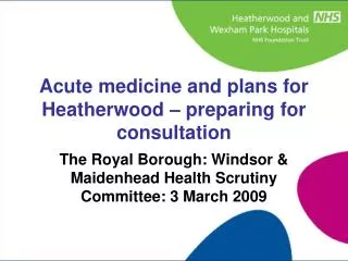 The Royal Borough: Windsor &amp; Maidenhead Health Scrutiny Committee: 3 March 2009
