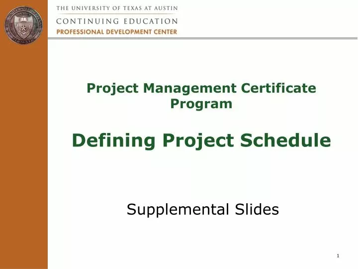 project management certificate program defining project schedule