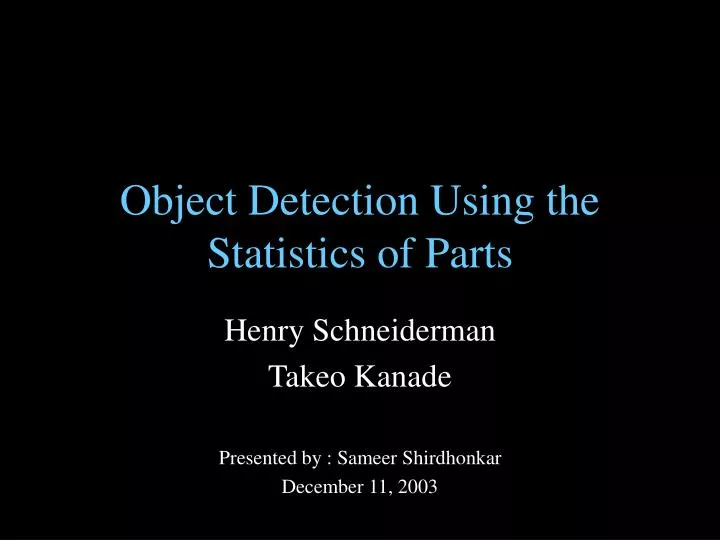 object detection using the statistics of parts
