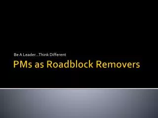 PMs as Roadblock Removers