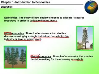 Macroeconomics : Branch of economics that studies decision-making for the economy as a whole