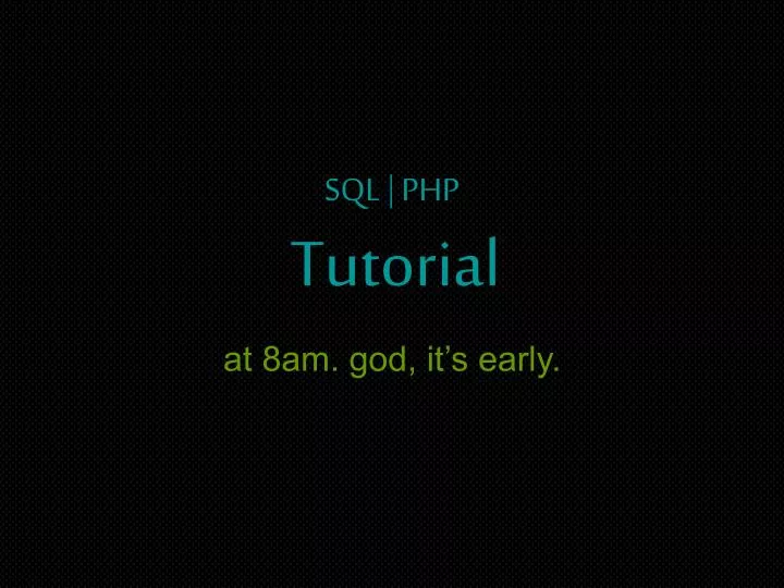 sql php tutorial