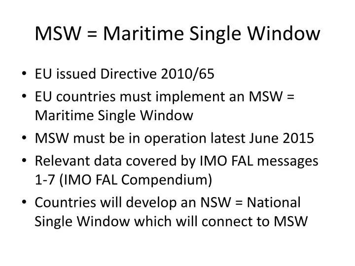 msw maritime single window