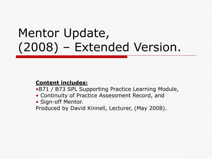 mentor update 2008 extended version