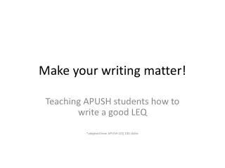 Make your writing matter!
