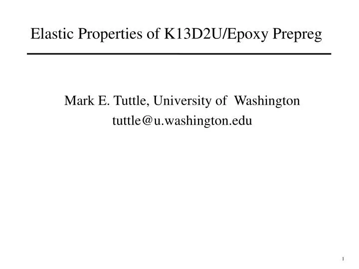 elastic properties of k13d2u epoxy prepreg
