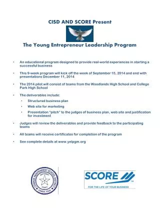 CISD AND SCORE Present The Young Entrepreneur Leadership Program