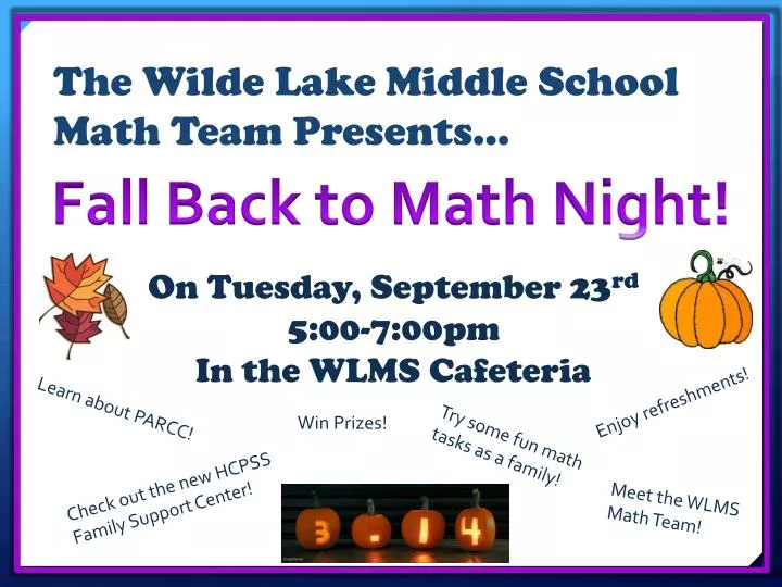 the wilde lake middle school math team presents