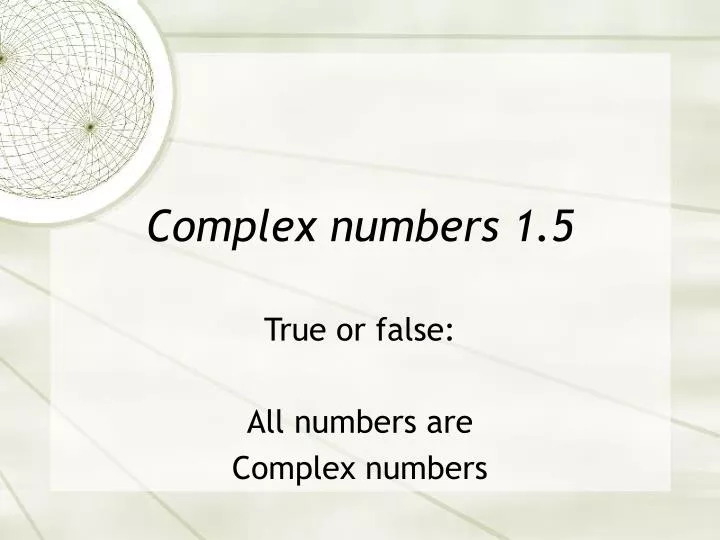 complex numbers 1 5