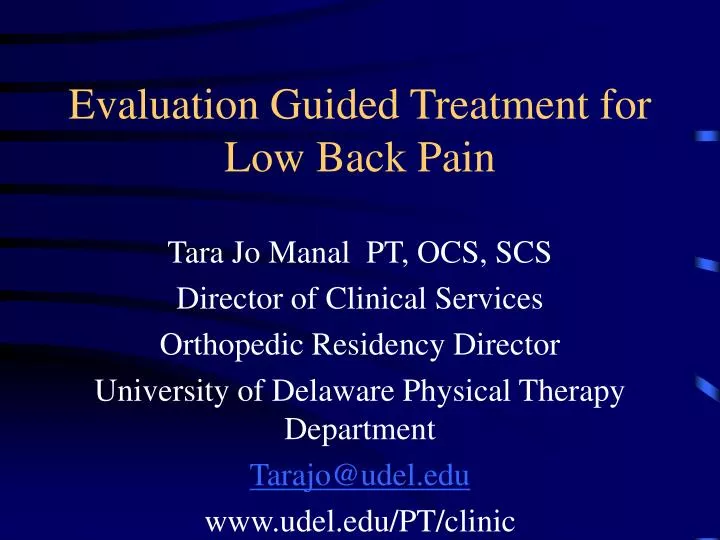 evaluation guided treatment for low back pain