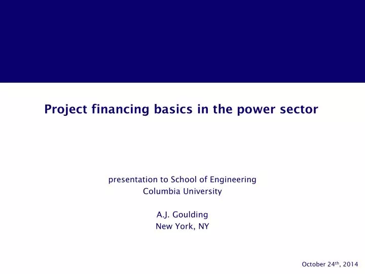 project financing basics in the power sector