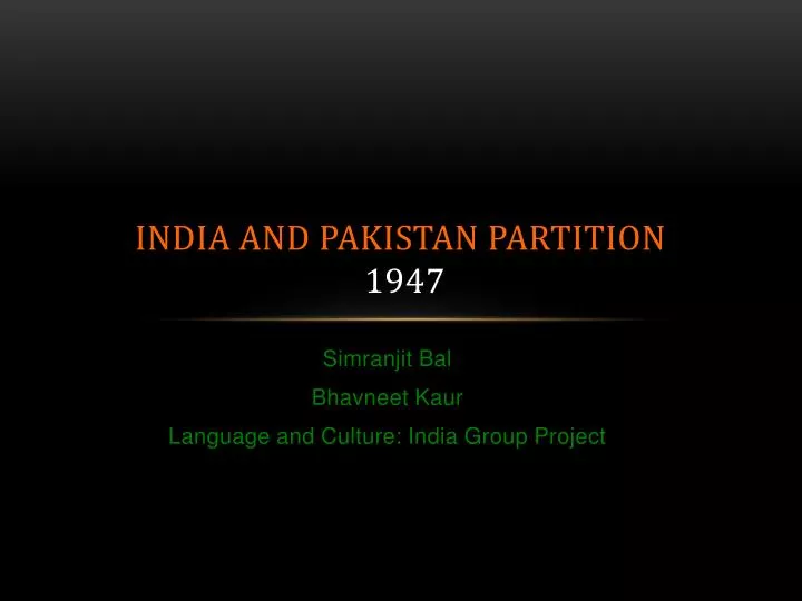 india and pakistan partition 1947
