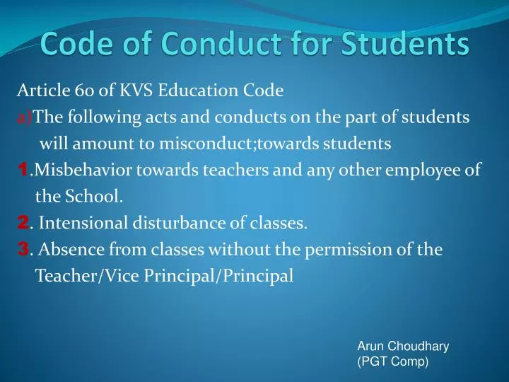 code of conduct for students