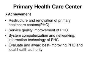 Primary Health Care Center