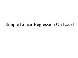 Simple Linear Regression On Excel