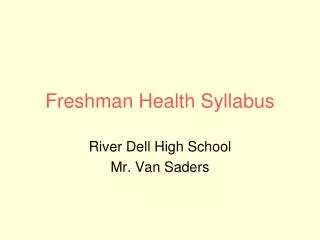 Freshman Health Syllabus