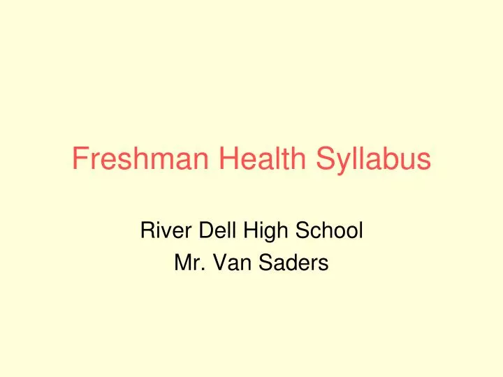 freshman health syllabus