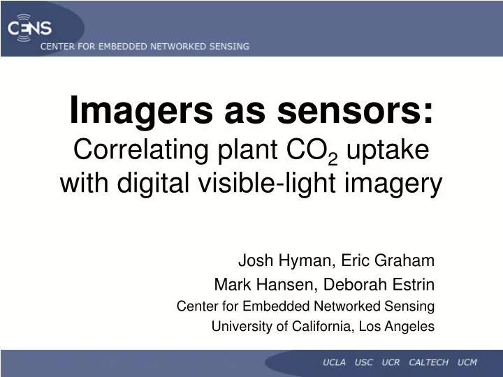 imagers as sensors correlating plant co 2 uptake with digital visible light imagery