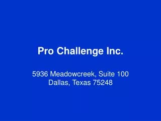 Pro Challenge Inc.