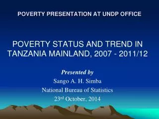 POVERTY PRESENTATION AT UNDP O FFICE