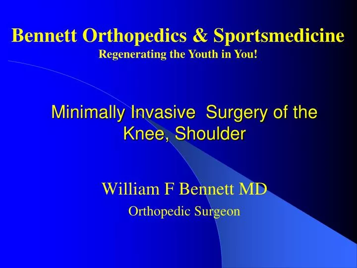 minimally invasive surgery of the knee shoulder