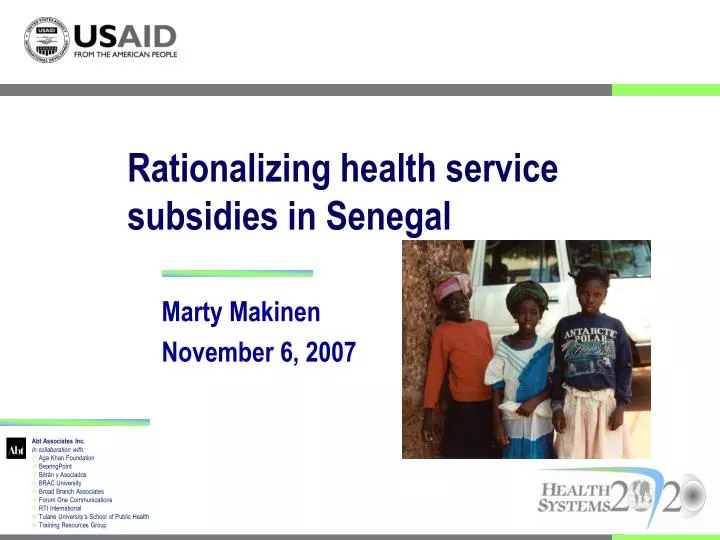 rationalizing health service subsidies in senegal