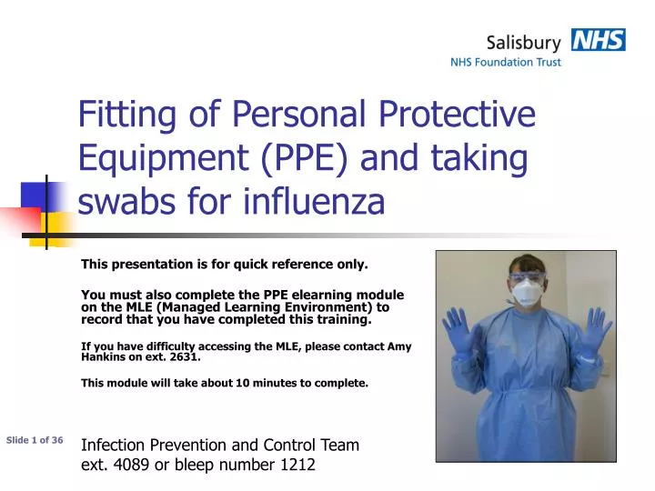 fitting of personal protective equipment ppe and taking swabs for influenza