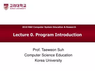 Lecture 0. Program Introduction