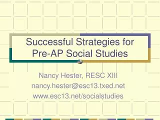 Successful Strategies for Pre-AP Social Studies