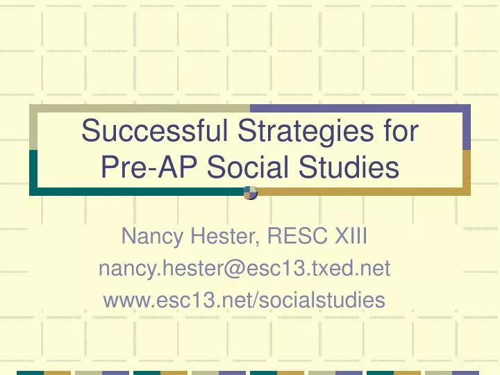 successful strategies for pre ap social studies