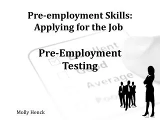 Pre-employment Skills: Applying for the Job