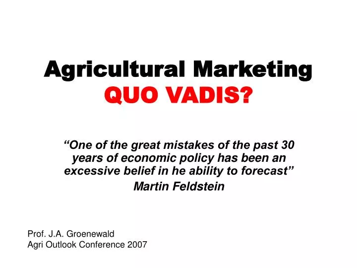 agricultural marketing quo vadis