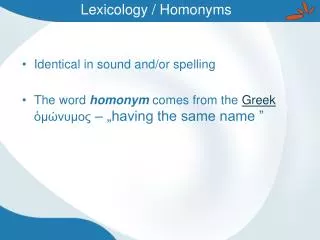 Lexicology / Homonyms