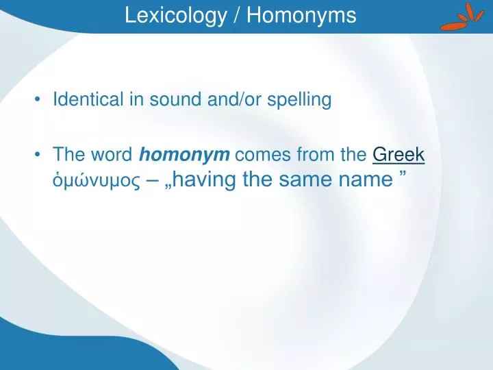 lexicology homonyms