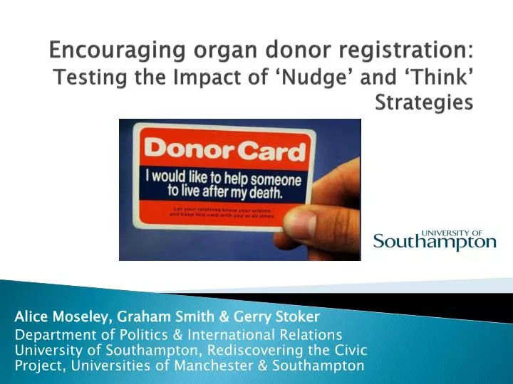 encouraging organ donor registration testing the impact of nudge and think strategies