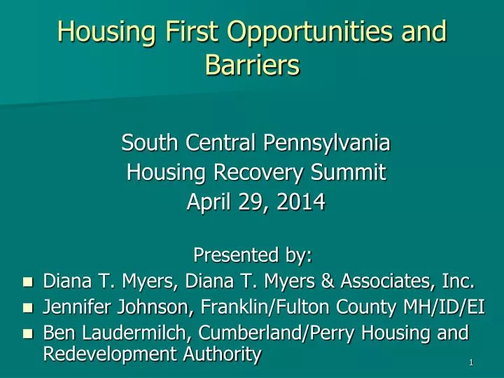 housing first opportunities and barriers