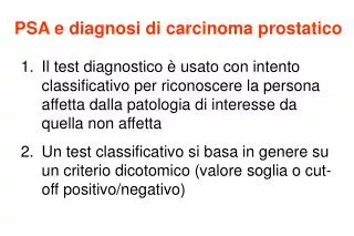 PSA e diagnosi di carcinoma prostatico