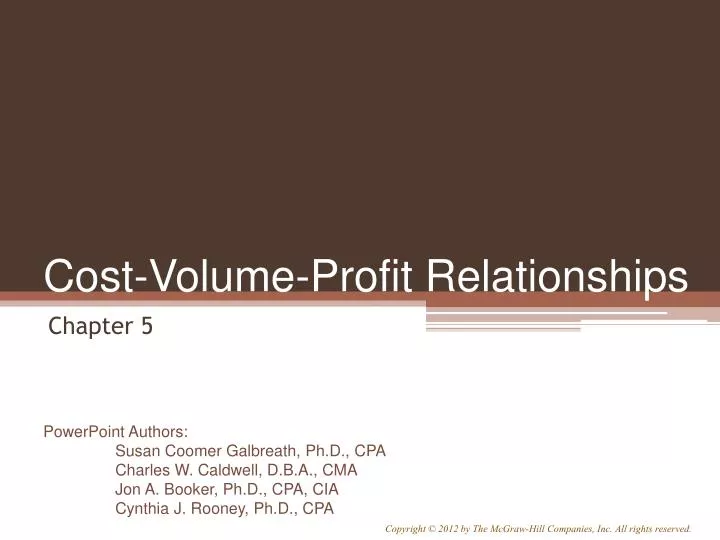 cost volume profit relationships