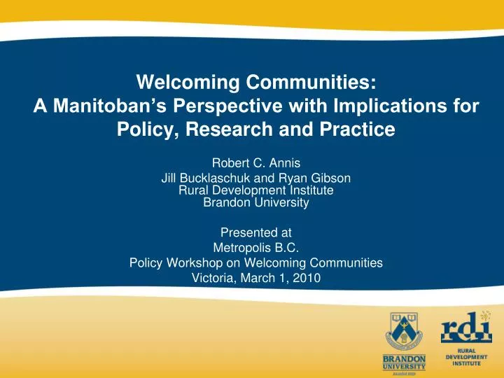 welcoming communities a manitoban s perspective with implications for policy research and practice