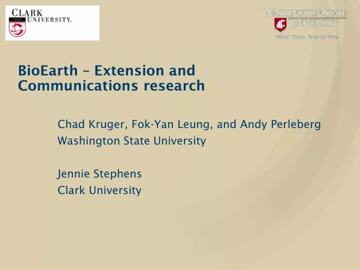 bioearth extension and communications research