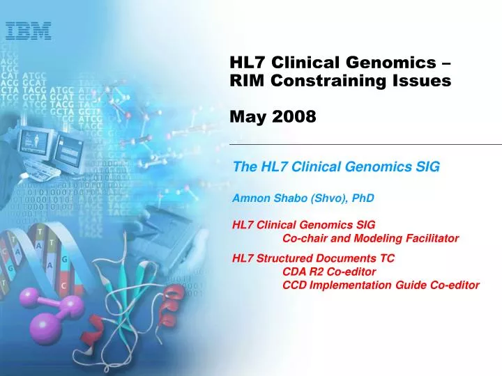 hl7 clinical genomics rim constraining issues may 2008