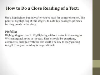 How to Do a Close Reading of a Text: