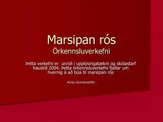 marsipan r s rkennsluverkefni